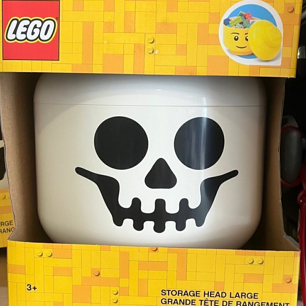 LEGO Large Storage Head Skeleton Face Halloween Decor Toy Box - Picture 3 of 9